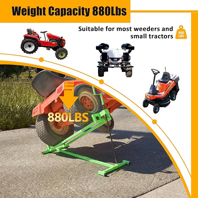 Riding Lawn Mower Lift Jack Lawn Mower Lift with 880 Lbs Weight Capacity Telescopic Maintenance Jack for Lawn mowers and Garden Tractors Green