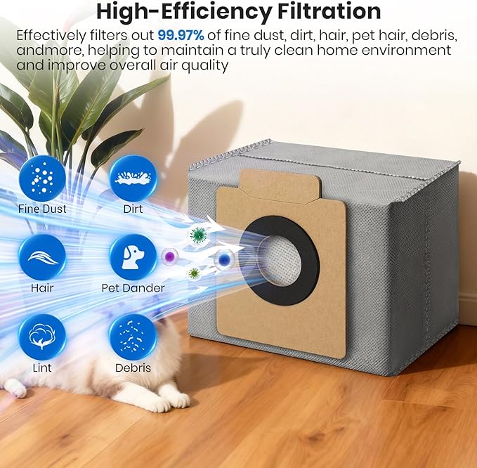 20 Pack Vacuum Dust Bags for Eufy X10 Pro Omni & X8 Pro Robot Vacuum Self-Empty Station, 4-Layer Filtration System Large Capacity Replcement Bags