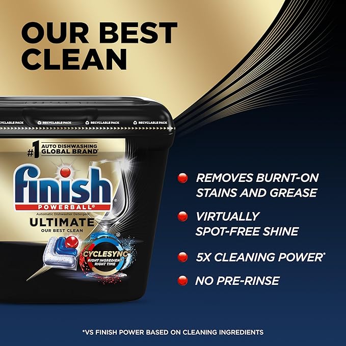 Finish Ultimate Dishwasher Detergent- 62 Count - With CycleSync™ Technology - Dishwashing Tablets - Dish Tabs