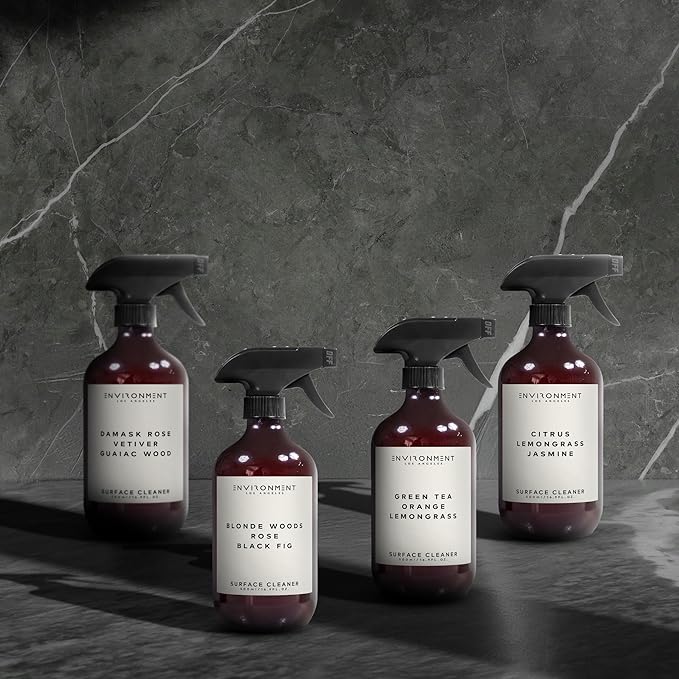 ENVIRONMENT Inspired by 5-Star Hotels DBCH Surface Cleaner, 16oz Luxury Surface Cleaner (Green Tea | Orange | Lemongrass) Home Essentials, Scented Cleaning Products, Vegan & Cruelty-Free
