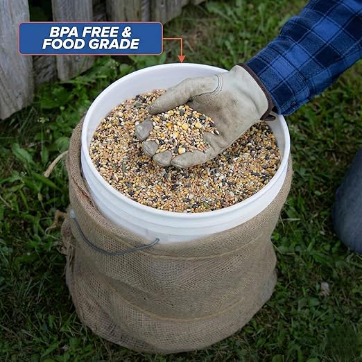 Hudson Exchange 7 Gallon (2 Pack) Large Bucket Pail Container with Easy Peel Lid, Food Grade BPA Free HDPE, White