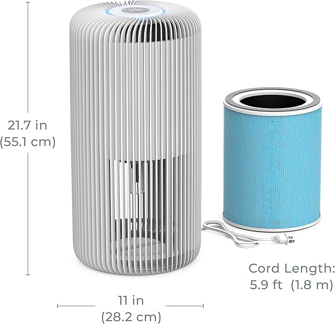 Pure Enrichment PureZone Turbo Smart Air Purifier for Large Rooms (1050 sq. ft. in 30 min.) - 5 Stage Filtration, Smartphone Compatible, Traps Germs, Smoke, & Dust (White)