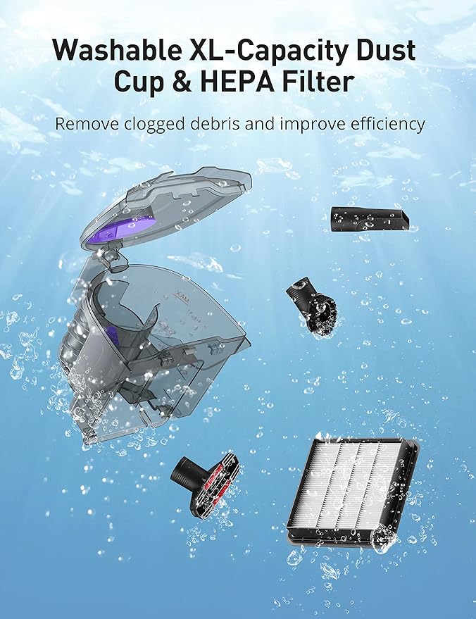 Aspiron Canister Vacuum, Upgraded 1600W Bagless Canister Vacuum Cleaner, Auto Cord Rewind, H13 HEPA Filter, 3.7Qt Large Capacity, 5 Tools for Hard Floors, Carpet, Pet, Upholstery, Tiles, Violet