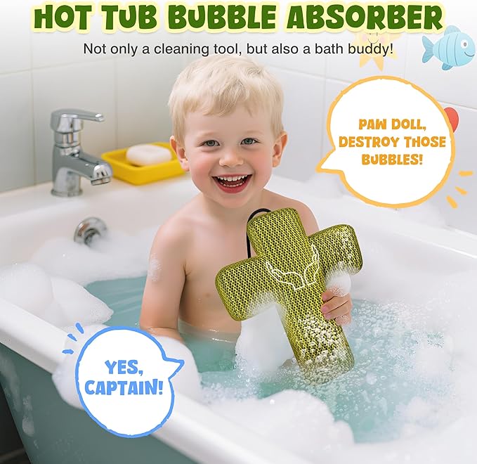 Hot Tub Scum Absorber for Spa & Hot Tubs – Floating Oil & Surface Cleaner, Reusable 3D Mesh Foam Sponge, Washable Pool & Spa Cleaner, Hot Tub Accessories Adults Kids (Cross Shape)