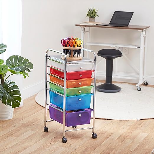 ECR4Kids 6-Drawer Everyday Mobile Organizer, Storage Cart, Assorted