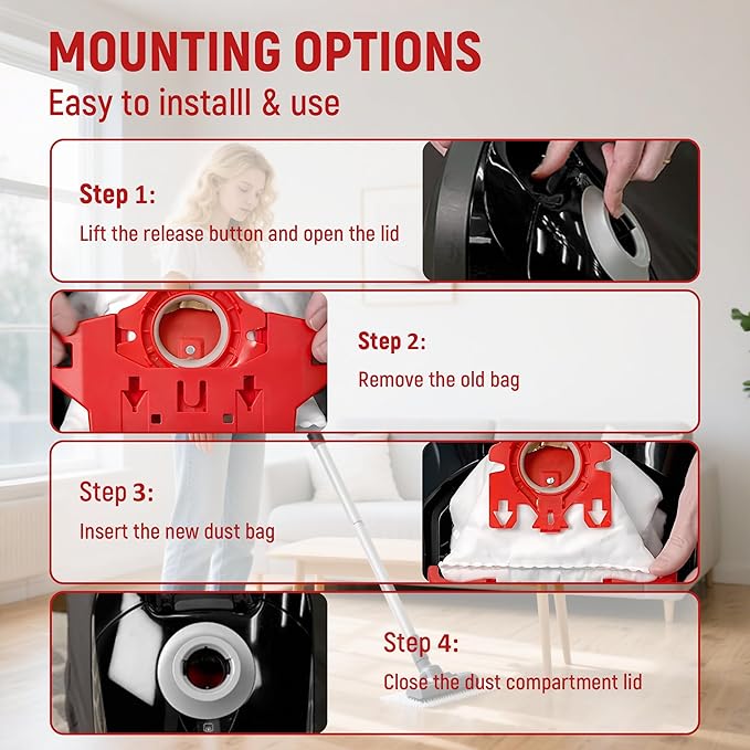 3D Airclean Dust Bags Replacement for Miele FJM Vacuum Compact C2 Compact C1 Complete C1 S241 S290 S300i S500 S700 S4 S6 Series (Pack of 9) with 3 Motor Protection Filters 3 Air.Clean Filters