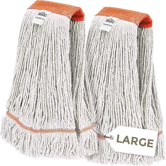 Nine Forty 2-Pack Industrial and Commercial-Grade Looped End Wet Mop Head Refill - Heavy Duty 20 Inch 4-Ply Premium Synthetic Yarn - for Optimal Absorption and Durability - White (2 Pack, Large)