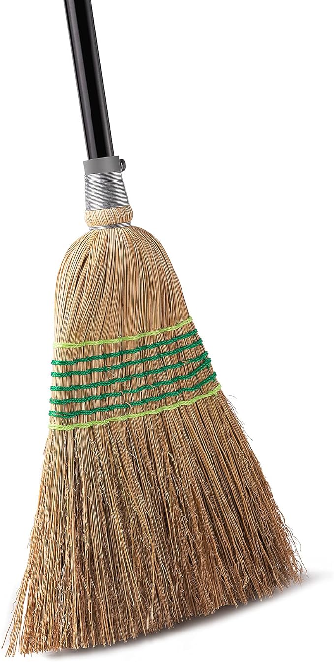 Yocada Heavy-Duty Corn Broom Commercial Indoor Outdoor Broom 59.8 inch Tall for Courtyard Garage Lobby Mall Market Floor Home Office Leaves Stone Dust Rubbish