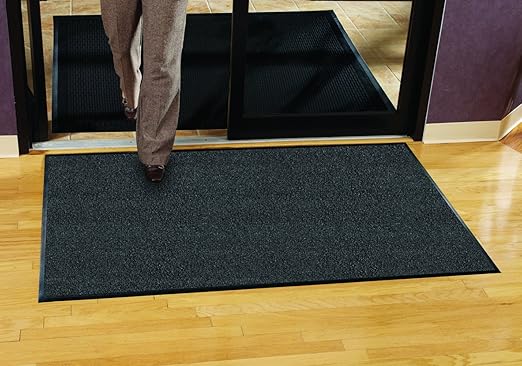 Guardian Platinum Series Indoor Wiper Floor Mat, Rubber with Nylon Carpet, 3'x9', Grey