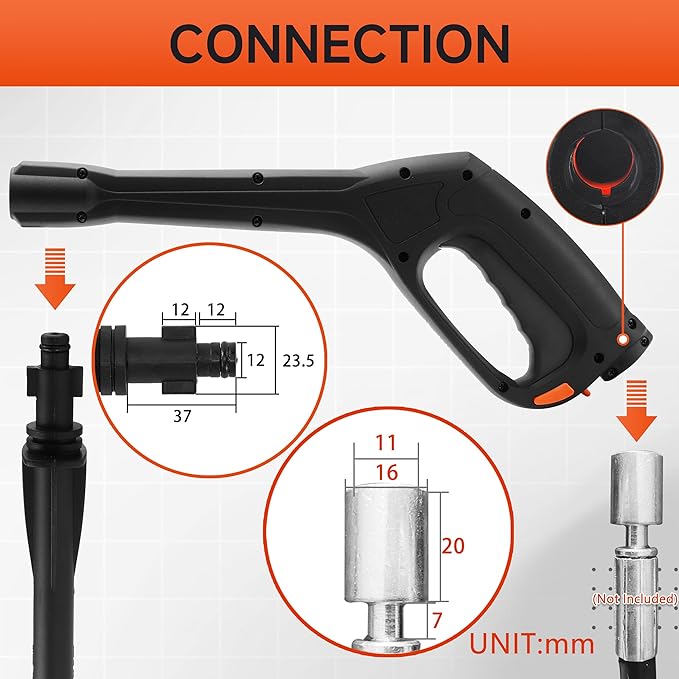 Pressure Washer Gun, Replacement Pressure Washer Wand with Jet and Turbo Nozzle – Compatible with Some of Portland Husky Black Decker Ford Pulsar ShopForce Taskforce Powerwasher Taskmaster