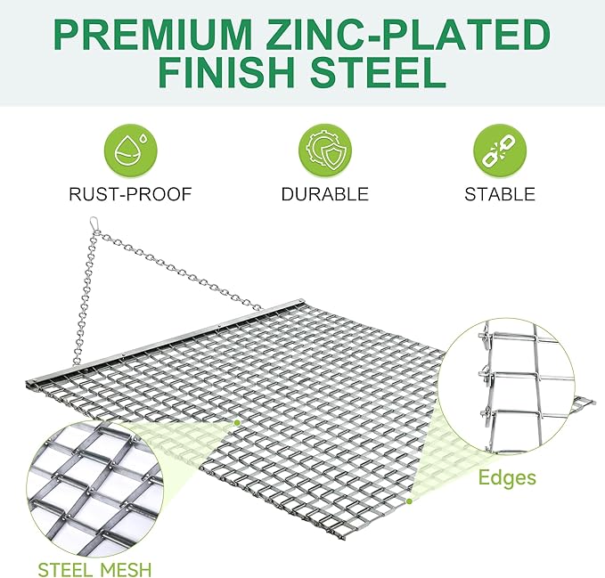 Rengue ATV/UTV 4 x 4 Feet Baseball Field Drag, Lawn Leveling Steel Mesh Heavy Duty Surface Leveling Mat for Manual or Vehicle Driveway Farm Garden Football Field