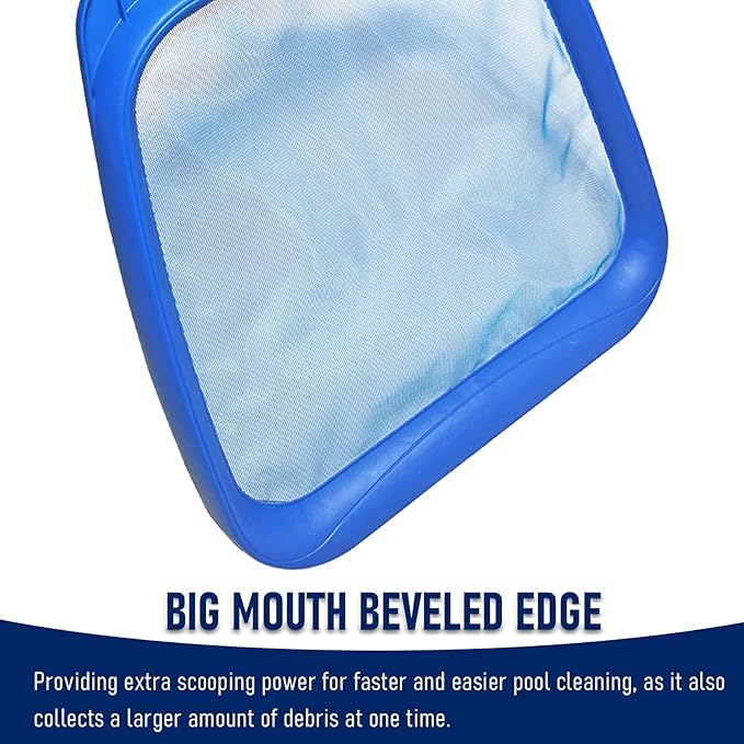 Poolvio Heavy Duty Swimming Pool Leaf Skimmer Net with Strong Reinforced Handle for Cleaning Swimming Pools, Hot Tubs, Spas and Fountains