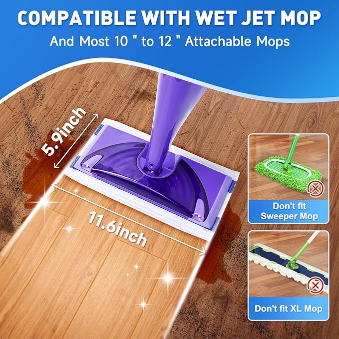 Mop Pads Refills Compatible with Swiffer WetJet Mop, Disposable Mop Pads for Hardwood Floors, Tile, Laminate & Multi-Surface Cleaning, 60 Pack