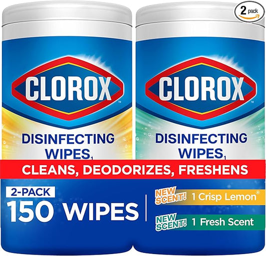 Clorox Disinfecting Cleaning Wipes Variety Pack, 75 Count Each, Pack of 2 (Package May Vary)