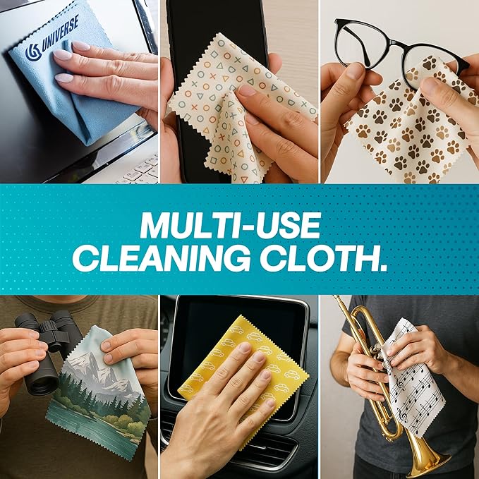 Ships Next Day, Made in USA - Customizable Microfiber Cleaning Cloth - Premium Microfiber Lens Wipes - Perfect Eyeglass Cleaner Promotional Gift - Logo or Image Printed (10 Pack) Single Sided