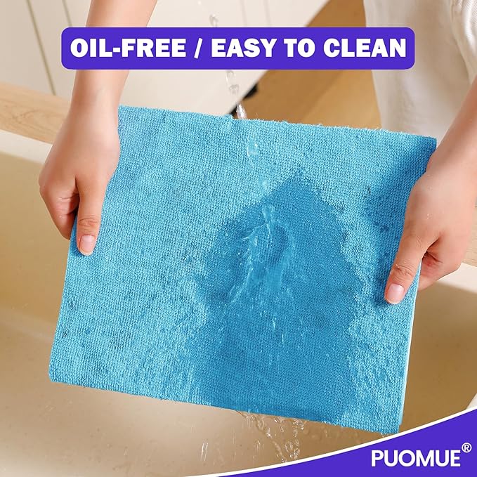 55 Pack Microfiber Cleaning Cloth Roll, Tear Away Reusable Towels, 11" X 9", Ultra Absorbent & Lint Free Microfiber Cloth for Cleaning Cars, Kitchen, Window, Home and Shop, Blue