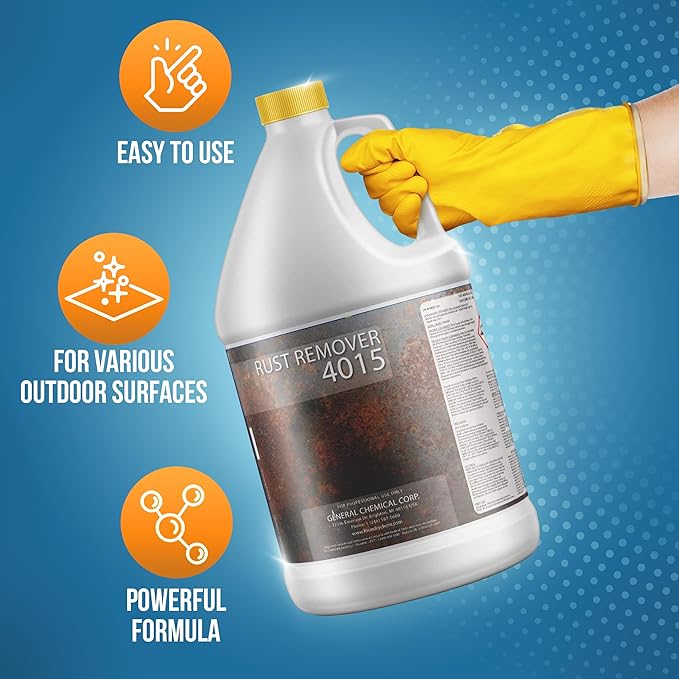 DeckGeneral Rust Remover 4015 All Surface Rust Stain Eliminator, Concrete Cleaner, Effective Oxidation Clean Up for Driveways, Walkways, Swimming Pools, Brick, Pavements and More (1 Gallon)
