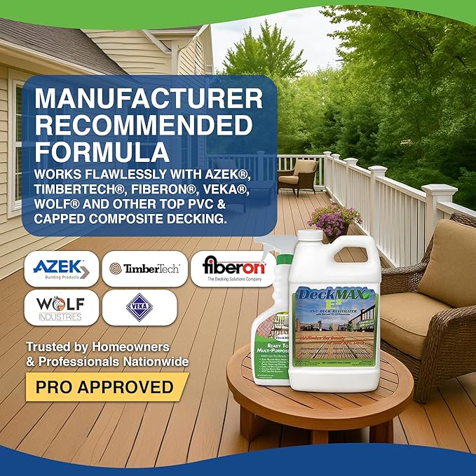 E2 PVC Deck Revitalizer - PVC Color Restorer. Rejuvenates Your Deck & Removes Stains & Scuffs. The E2 Bundle Contains What You Need to Clean & Restore Original Color to PVCs & Decks