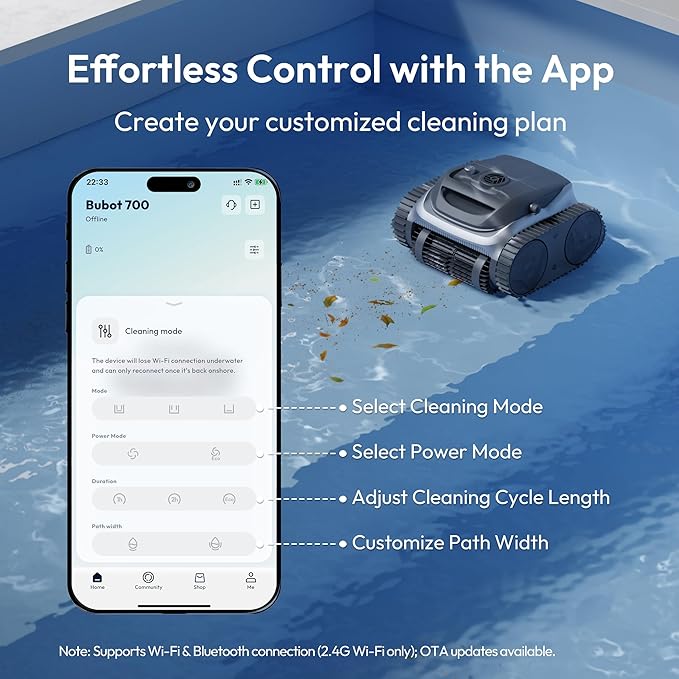 Bubot 700 Cordless Pool Vacuum, Robotic Pool Cleaner with Superior Suction, Smart Navigation, APP Control, Wall/Waterline Cleaning, 210-Min Runtime for Inground Pools up to 861 Sq.Ft (Silver)