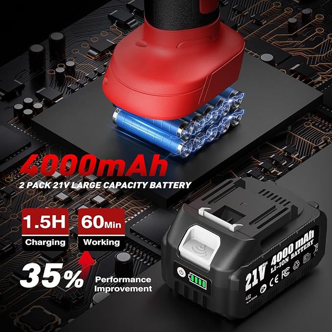 6 Inch Cordless Car Buffer Polisher: 2x4000mAh Batteries Car Buffer, Car Waxer Kit with 8 mm Orbit Block & 6 Speed Control (2500-6000 RPM) - for Car/Boat Detailing, Scratch Removal and Waxing