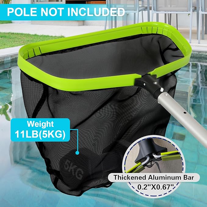 Sepetrel Pool Net,20 Inch Professional Swimming Pool Leaf Skimmer Nets for Cleaning with Nylon Deep Bag,Heavy Duty Aluminum Frame & Handle Rake(Pole Not Included)