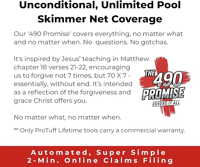 ProTuff Flat Pool Skimmer Net – 2 Year Unconditional Free Replacement – Heavy-Duty Flat Net, Fine Mesh for Leaves, Silt & Pollen – Strong Aluminum Frame, Fits Standard Telescoping Pole