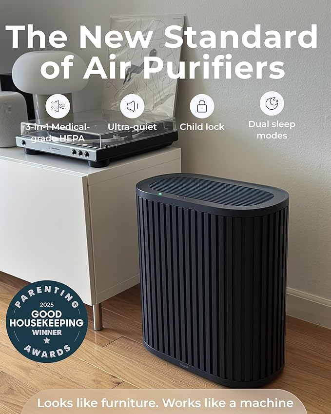 Windmill Air Purifier for Home - 3-In-1 Filtration for Smoke & More - True HEPA Filter, Activated Carbon, & Pre-Filter - Covers Up To 1950 sq ft - Ultra-Quiet - App Compatible - Navy