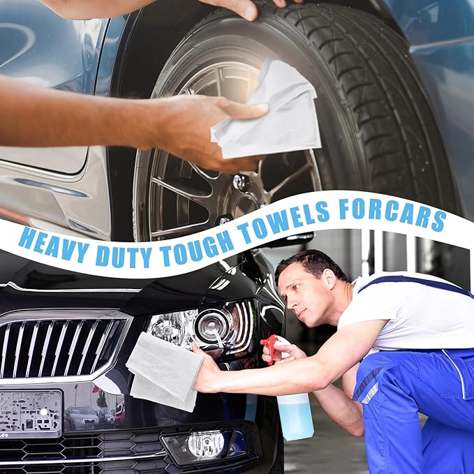 300 Sheets 9.84 x 13.78 in Disposable Shop Towels Bulk Heavy Duty Shop Towels Lint Free Paper Absorbent Anti Dissolution for Garage Car Work(White)