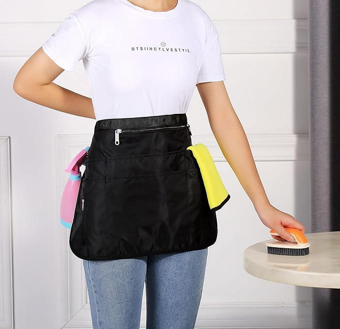 Cleaning Caddy Apron for Women with 7 Pockets, Professional Waterproof Housekeeping Work Apron