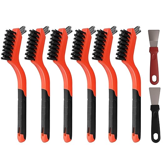12 Pieces Nylon Brush Set, Nylon bristles for Cleaning Welding Slag and Rust,Scratch Brush with Mini Head & Hanging Hole for Everyday Cleaning