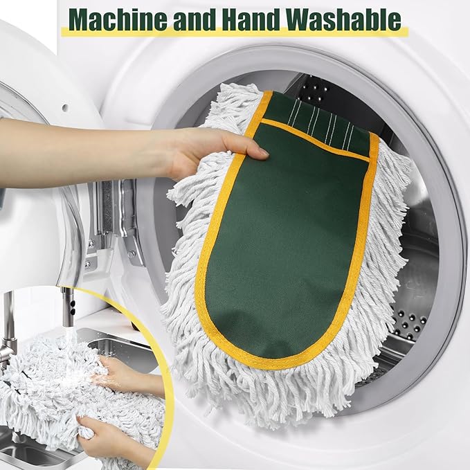 24" Commercial Dust Mop for Floor Cleaning, Heavy Duty Large Mop with Replacement Mops Pads, Industrial Duster Floor Wet Dry Broom for Cleaning Office Garage Hardwood Warehouse