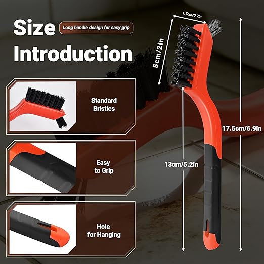 6 Pieces Nylon Brush Set, Nylon bristles for Cleaning Welding Slag and Rust,Scratch Brush with Mini Head & Hanging Hole for Everyday Cleaning