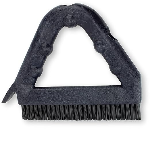 SPARTA Plastic Commercial Grout Brush, Triangle-Shaped Scrub Brush with Scraper and Two Threaded Holes for Attaching Handle (Sold Separately), 9 x 7 x 7 Inches, Black