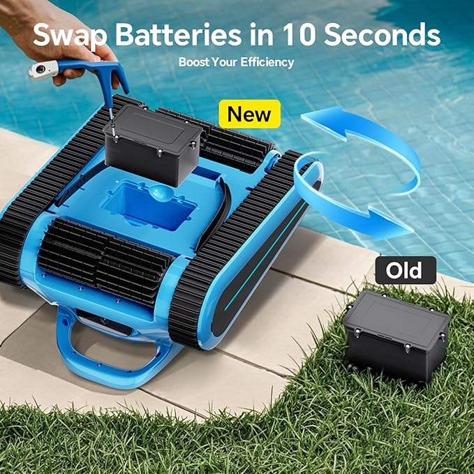 Cordless Robotic Pool Cleaner -Pool Vacuum 180W Brushless Motor, 45,000Pa Suction, Wall Climbing, Sonar Navigation, 3 Modes Automatic Pool Robot for Inground & Above-Ground Pools Up to 2150 Sq. Ft.