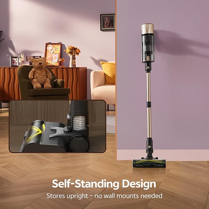 Ultenic Cordless Vacuum Cleaner, 600W 60KPA 65Mins Vacuum Cleaners for Home, Stick Vacuum Cordless with Touch Screen, Self-Standing, 180° Lay-Flat, Anti-Tangle Brush for All Floors/Pet Hair/Carpets