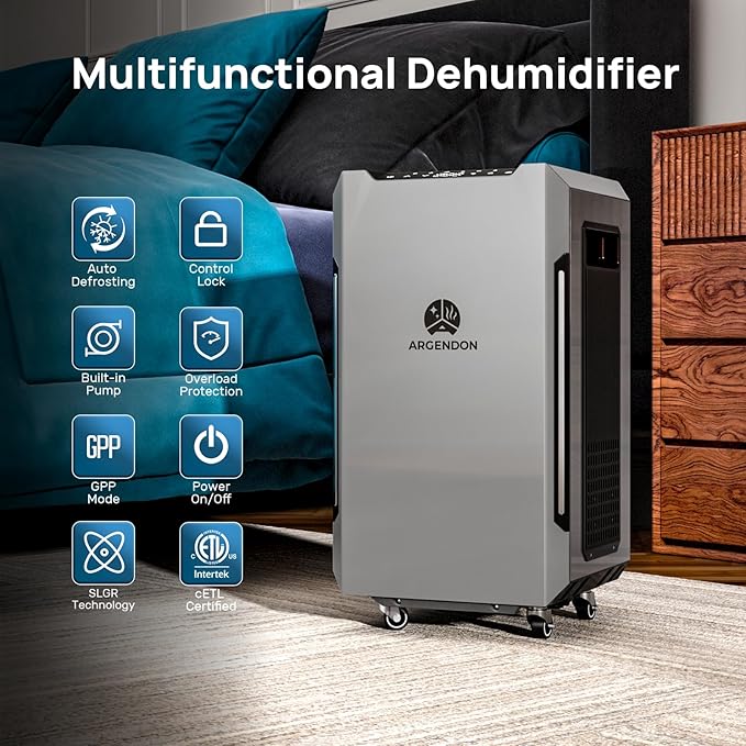ARGENDON 70 PPD Energy Star Dehumidifier for Basement, Commercial Dehumidifier with Pump and Drain Hose - High-Capacity Moisture and Humidity Control for Homes, Industrial Use, and Large Space