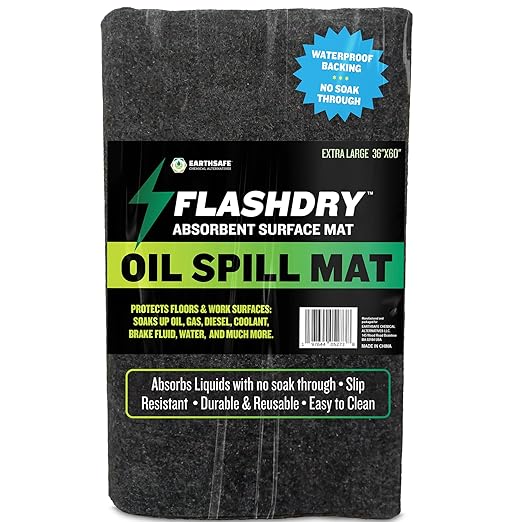 FlashDry Oil Spill Mat 36"x60", Garage Floor Mat, Absorbs Liquids, Customizable Size, Use in & Under Car, in Drawers and Driveway, Slip Resistant, No Soak Through, Durable and Reusable, Easy to Clean