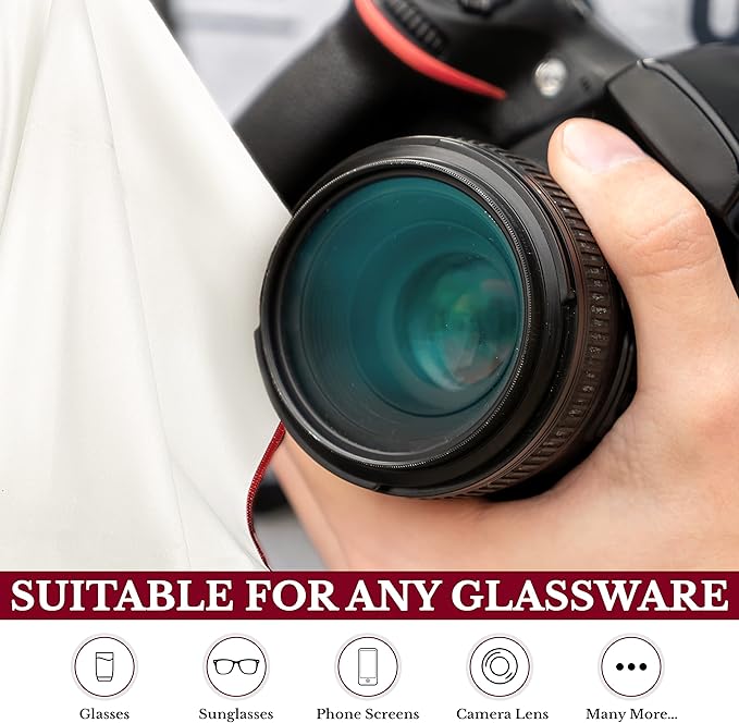 The 6-Pack Premium Microfiber Wine Glass Polishing Cloths, Large Lint-Free Drying Towels for Glasses, Stemware, Glassware, Camera Lenses, This Design 20 Inch X 25 Inch (White, 6 Count)