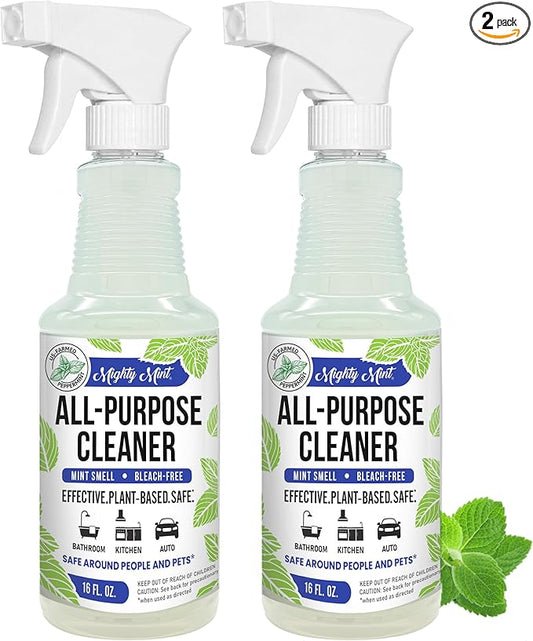 Mighty Mint All-Purpose Cleaner Spray for Home, Kitchen, Bathroom, Natural Peppermint Scent, 16oz - 2 Pack