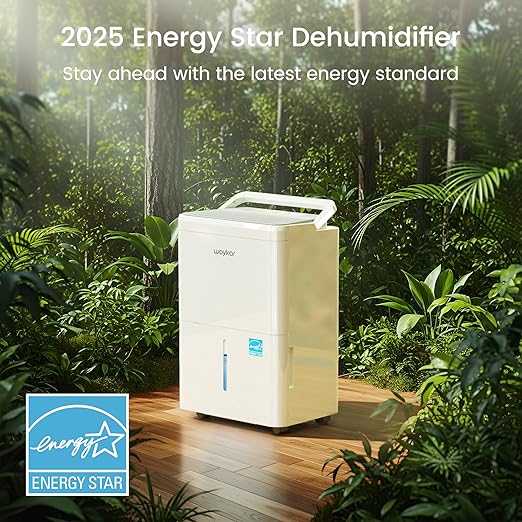 Waykar 2000 Sq. Ft. Energy Star 2025 Dehumidifier for Basement & Home, Adjusts from 15% RH With Drain Hose, Ultra Quiet 35 dB for Bedroom & Bathroom