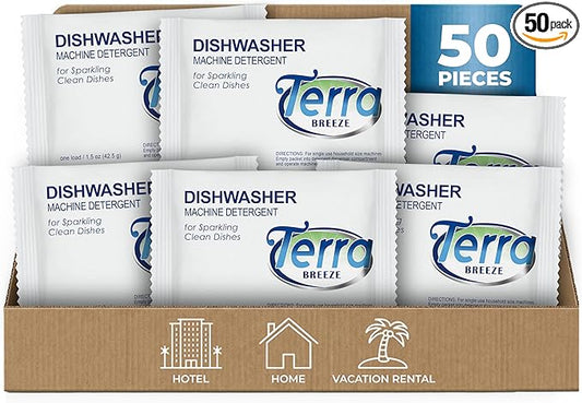 Terra Breeze Automatic Dishwasher Detergent Powder,1.5 oz. Individually Wrapped Packets (50 packs)