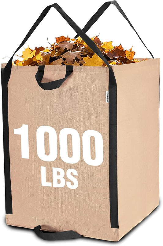 WORKPRO Heavy Duty 72-Gallon Reusable Yard Waste Bags, Self-standing Leaf and Lawn Bags with Reinforced Handles, Garden Waste Bags for Debris, Leaves, Grass, and Outdoor Recycling, Light Tan