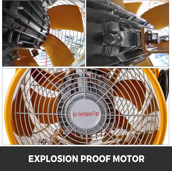 VEVOR Explosion Proof Fan 12 Inch, 550W, Industrial Portable Ventilator Blower/Exhaust with 9.8ft Light Cord -No Plug