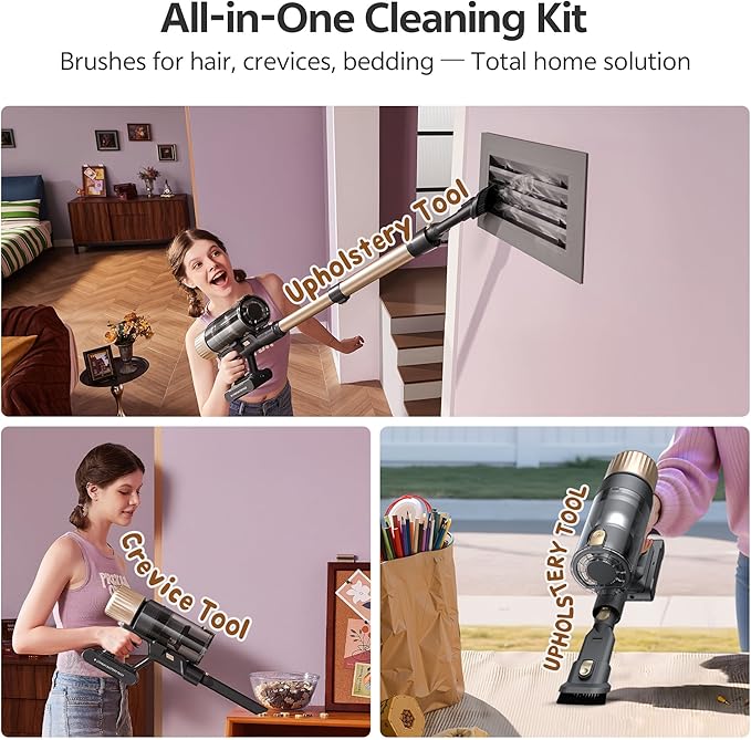 Ultenic Cordless Vacuum Cleaner, 600W 60KPA 65Mins Vacuum Cleaners for Home, Stick Vacuum Cordless with Touch Screen, Self-Standing, 180° Lay-Flat, Anti-Tangle Brush for All Floors/Pet Hair/Carpets