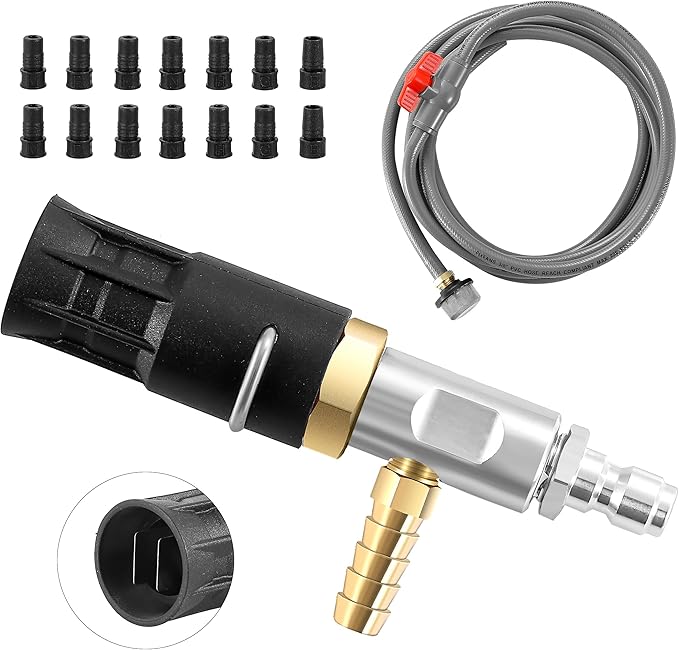 Adjustable Long Range Nozzle for Pressure Washer 5-6.5 GPM, Downstream Injection Spray Nozzle Kit, High Power Washing External Chemical Injector with 1/4” Quick Connect, 2500 to 4000 PSI