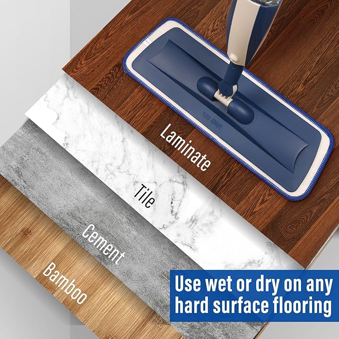 Mops for Floor Cleaning Wet Spray Mop with 14 oz Refillable Bottle and 3 Washable Microfiber Pads Home or Commercial Use Dry Wet Flat Mop for Hardwood Laminate Wood Ceramic