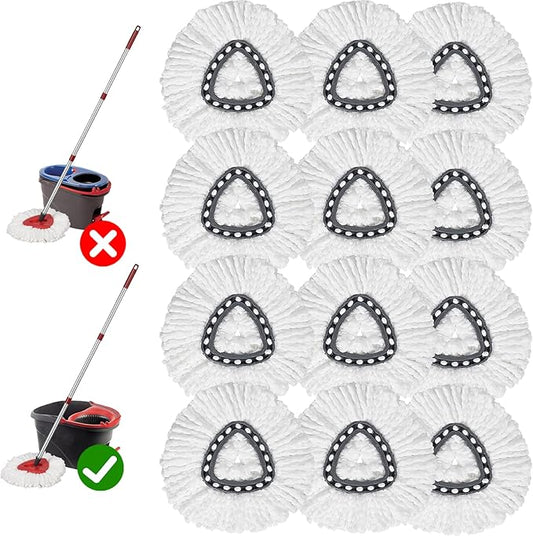 12-Pack Spin Mop Replacement Heads Compatible with Ocedar Mop Heads Replacements, Microfiber Spin Mop Refills Heads for Easy Wring, Mop Head Replacement for Easy House Cleaning Floor Mopping