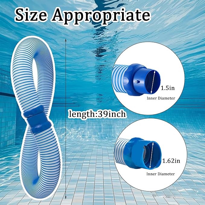 4 Pack 39 Inch Pool Vacuum Hose Compatible with MX6, MX8, MX6 Elite, MX8 Elite, Twisted Lock Swimming Pool Vacuum Hose for Swimming Cleaning, R0527700 Pool Cleaner Hose Replacement Parts