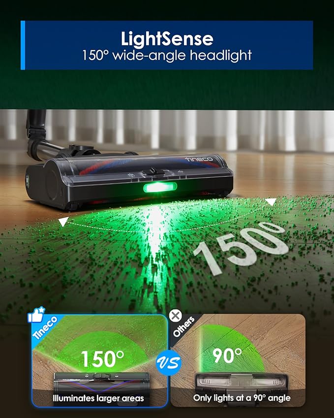 Tineco Pure ONE S70 Cordless Vacuum Cleaner, 200AW Powerful Suction, 3D Sense Pro Cleaning System, 95min Runtime, Zero Tangle Brush,180° Foldable Tube, Stick Vacuum for Pet Hair, Carpet & Hard Floor