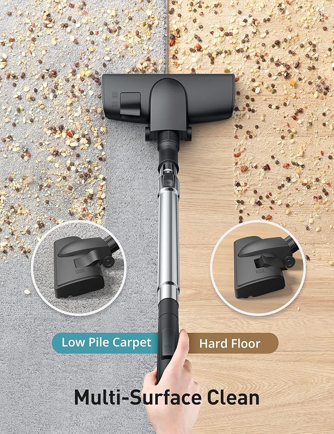 Aspiron Canister Vacuum, Upgraded 1600W Bagless Canister Vacuum Cleaner, Auto Cord Rewind, H13 HEPA Filter, 4Qt Large Capacity, 5 Tools for Hard Floors, Carpet, Pet, Upholstery, Tiles, Coral